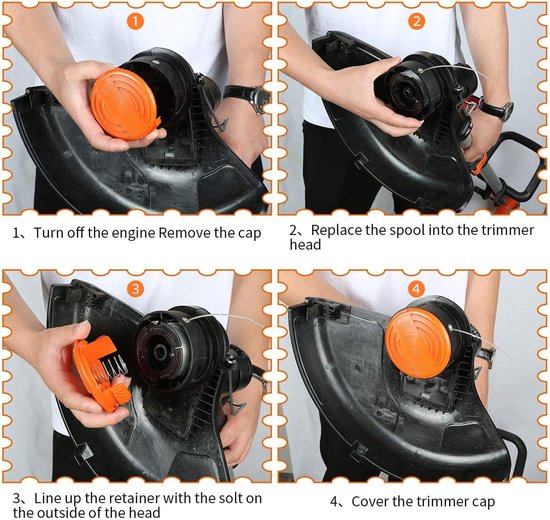 Trimmerkabel Geschikt voor trimmers, AF-100, 6 spoelen, 1 dop, 1 veer - Accessoires voor grasmaaiers van Merkloos	 — afbeelding 2