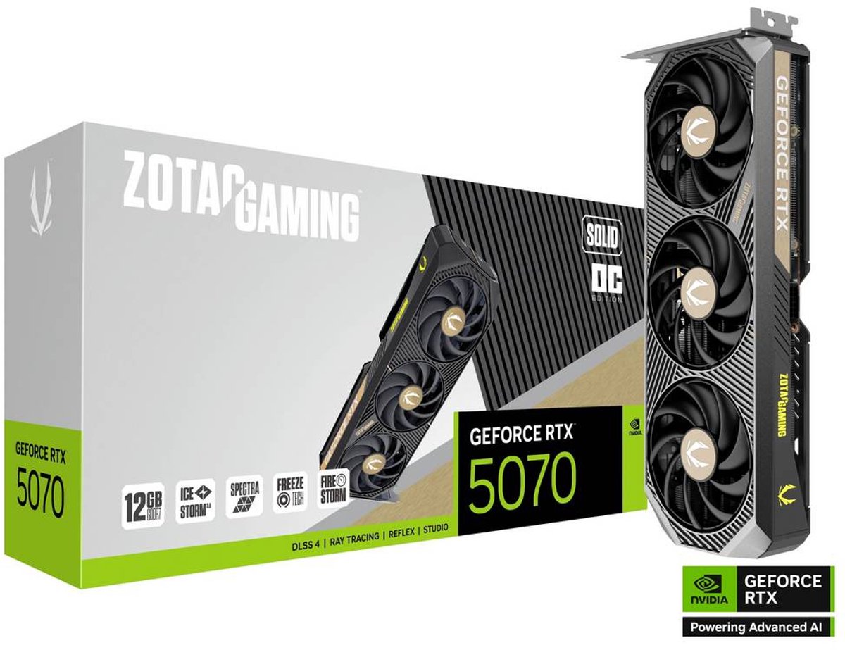 Zotac Gaming Nvidia Geforce Rtx 5070 Solid Oc - Pcie 5.0 - 1X Hdmi 2.1B - 3X videokaart - afbeelding 4