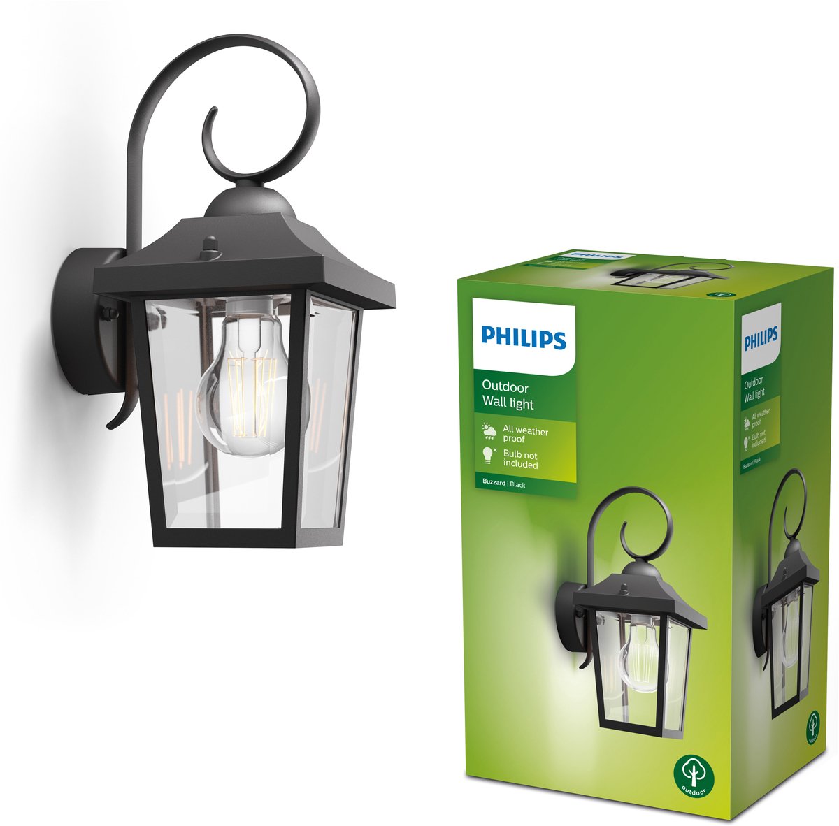 Bol.com Philips Buzzard buitenwandlamp - zwart aanbieding