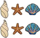 Allecto Plus - Pailletten Applicatie Zeester Schelpen - Set van 6 Stuks - Decoratie en Kleding Reparatie