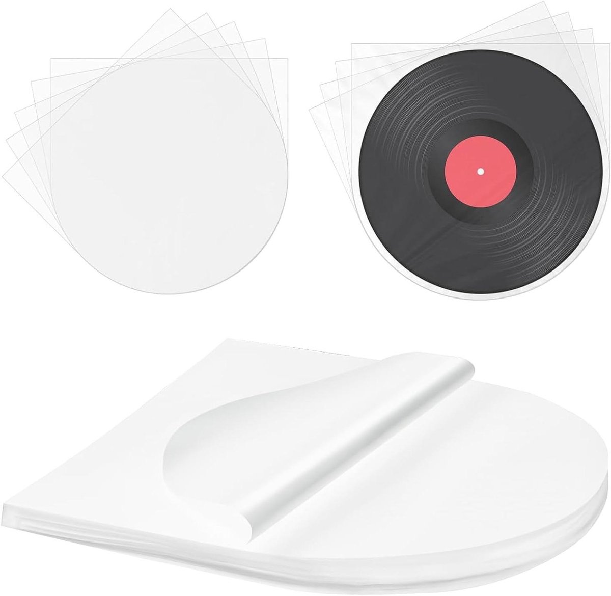 Allecto Plus - Platenhoezen 50 stuks voor Lp vinylplaten - doorschijnend en antistatisch