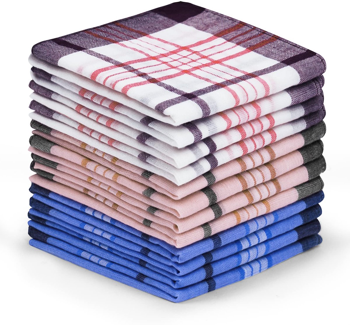 Ibenzoa® Set van 12 Klassieke Stoffen Zakdoeken voor Heren in Diverse Kleuren