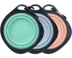 Allecto Plus - Opvouwbare voederbak voor honden 3 stuks - Draagbaar en opvouwbaar - Ideaal voor reizen, wandelingen en camping