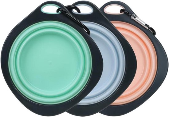 Allecto Plus - Opvouwbare voederbak voor honden 3 stuks - Draagbaar en opvouwbaar - Ideaal voor reizen, wandelingen en camping