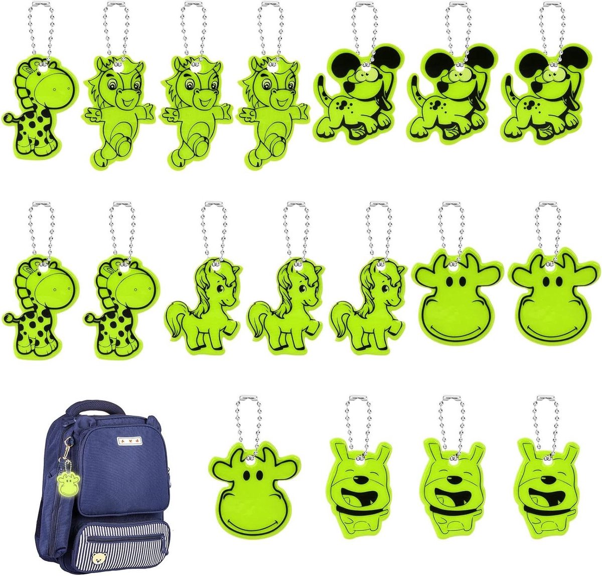 Allecto Plus - Reflecterende Veiligheidshanger 16 Stuks - Veiligheidsreflector Kinderen - Kleding Rugzakken Dieren Kinderwagens - Bevestiging