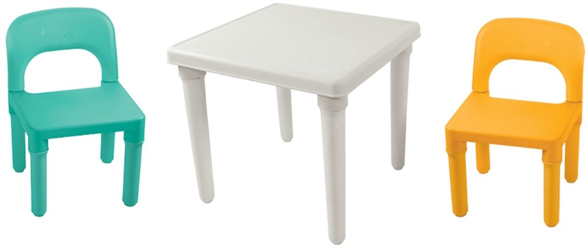 Dolu Turquoise/Geel Kinder Tafel met Stoeltjes