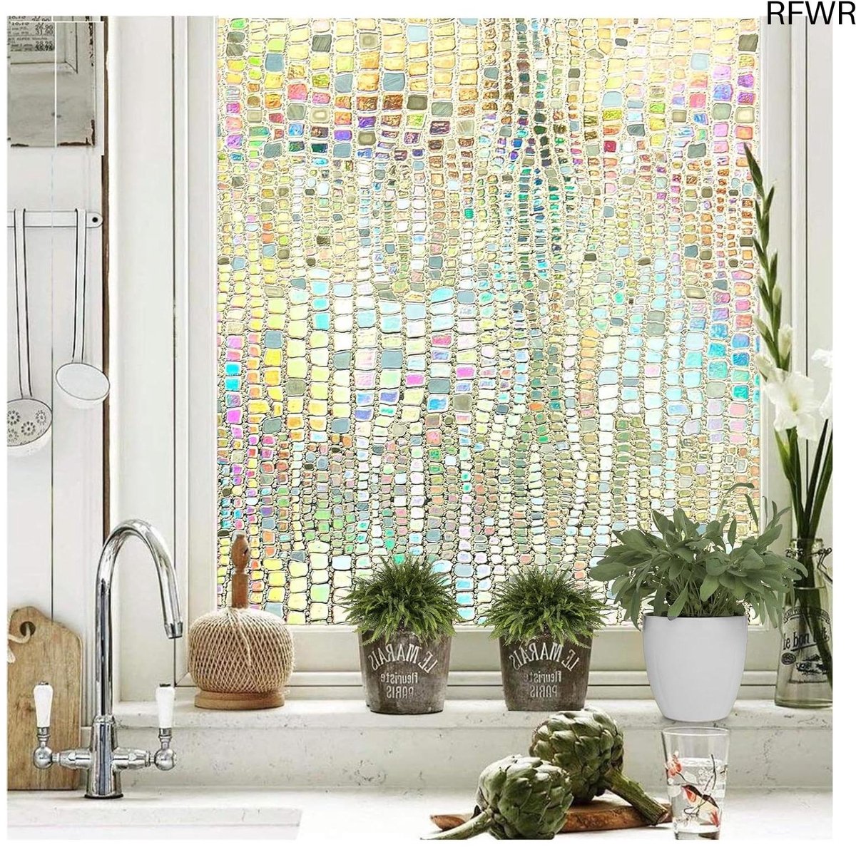 RFWR Zonwerende en Isolerende Statische Raamfolie met Regenboogeffect - Privacy Screen voor Ramen en Deuren
