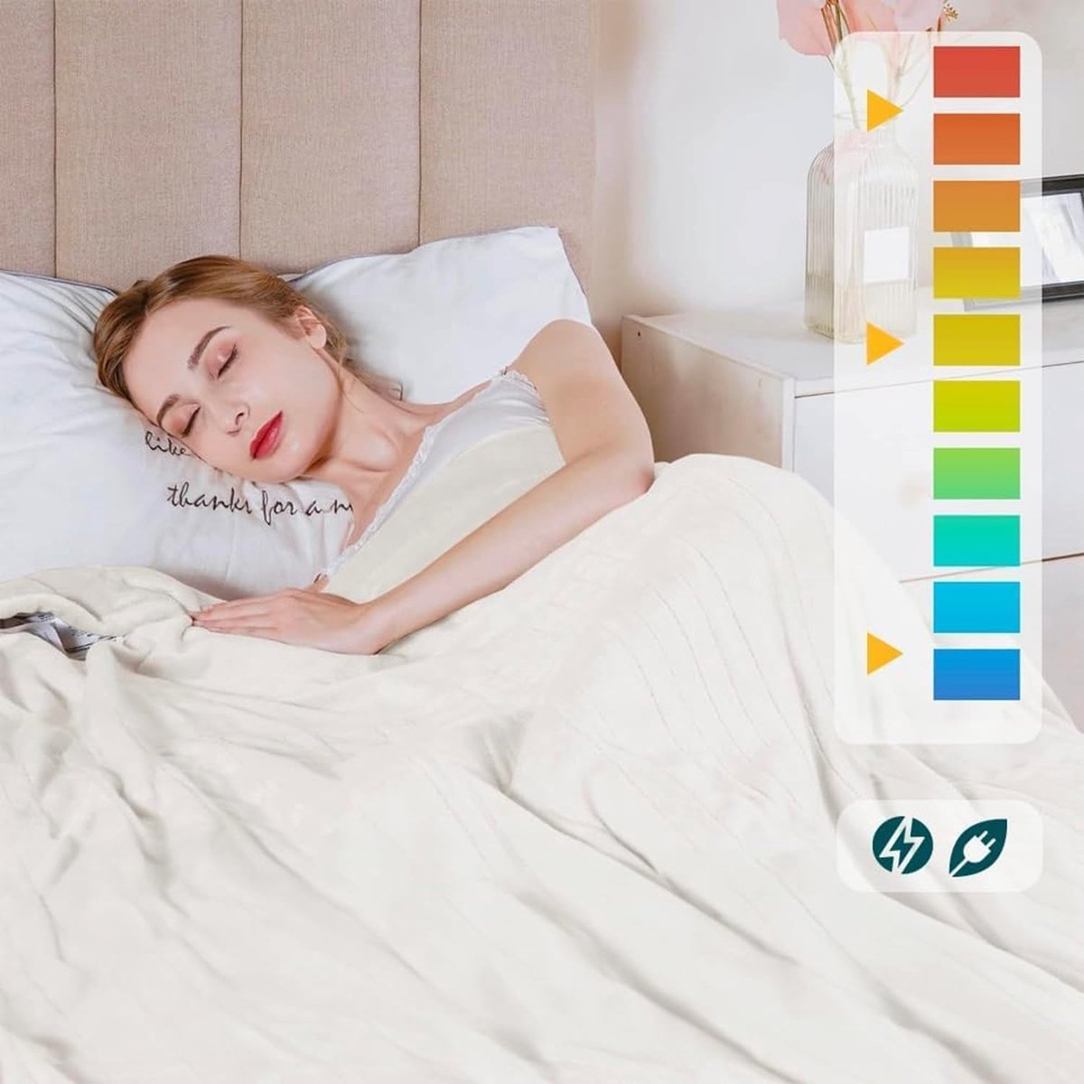RFWR® Elektrische Thermo-matrasbeschermer met 2 Temperatuurniveaus voor Eenpersoonsbed of Tweepersoonsbed — cadeau in Cadeau-ideeën - foto 5