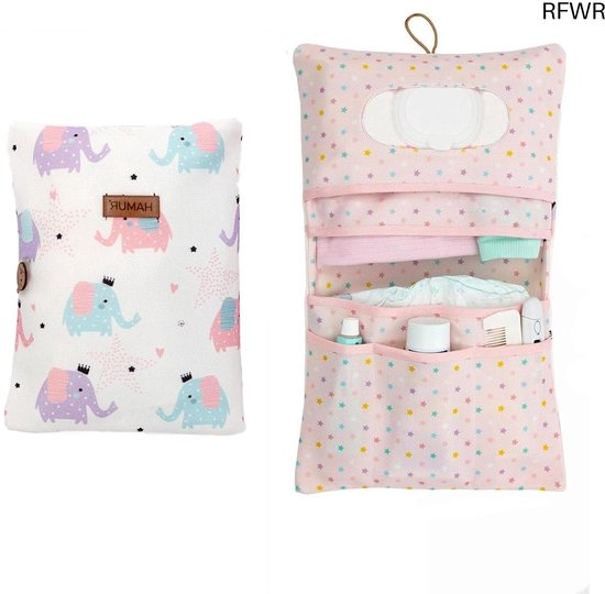 Hamur Home Diaper Bag Organizer And Makeup Bag 2 in 1 - Small Diaper Bag For On The Go Mom's Diapers Cream Wipes Baby Organizer (Elephant