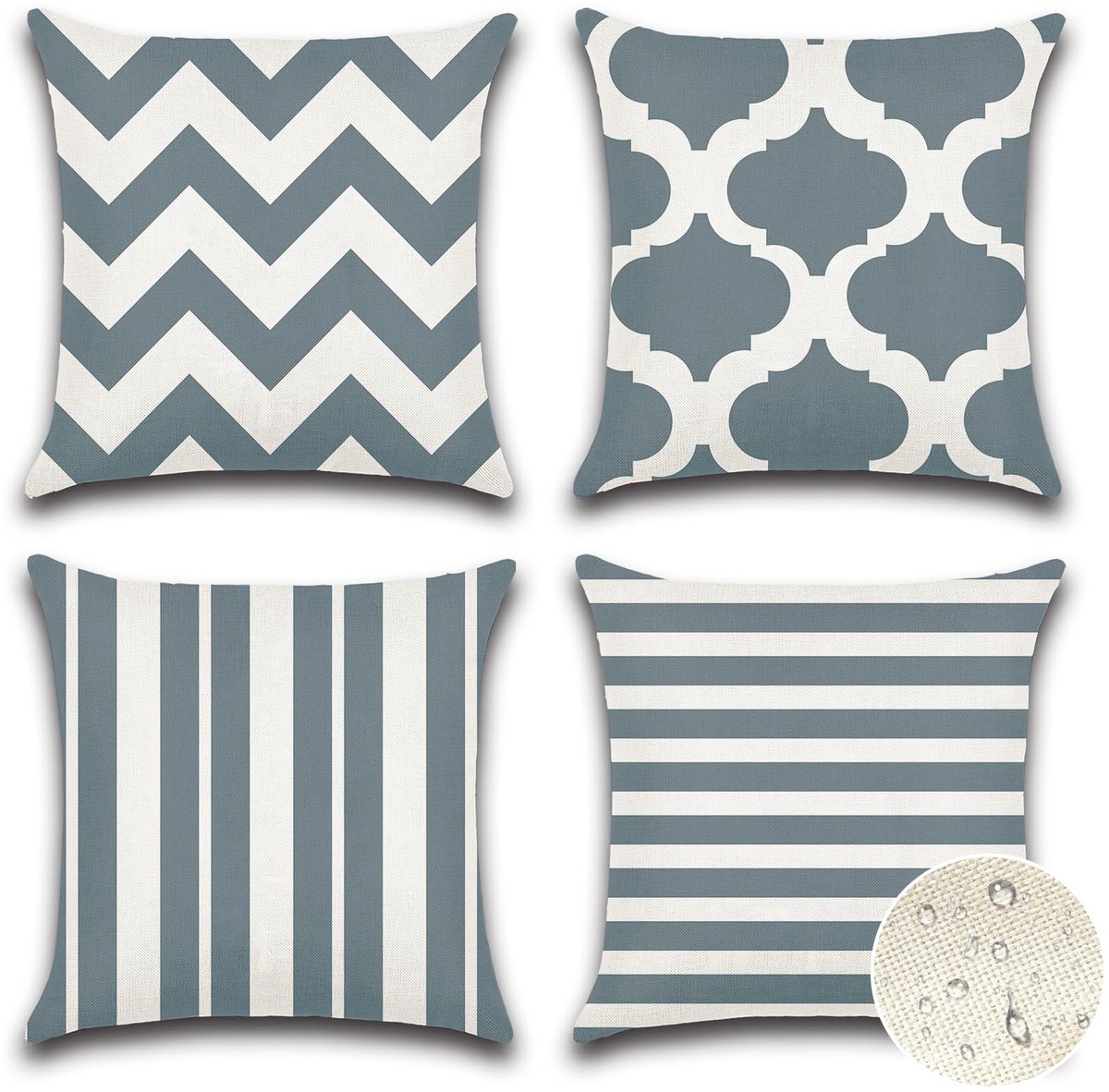 Ibenzoa Kussenhoezen Set van 4 Grijs Geometrisch Design voor Buiten- en Binnengebruik