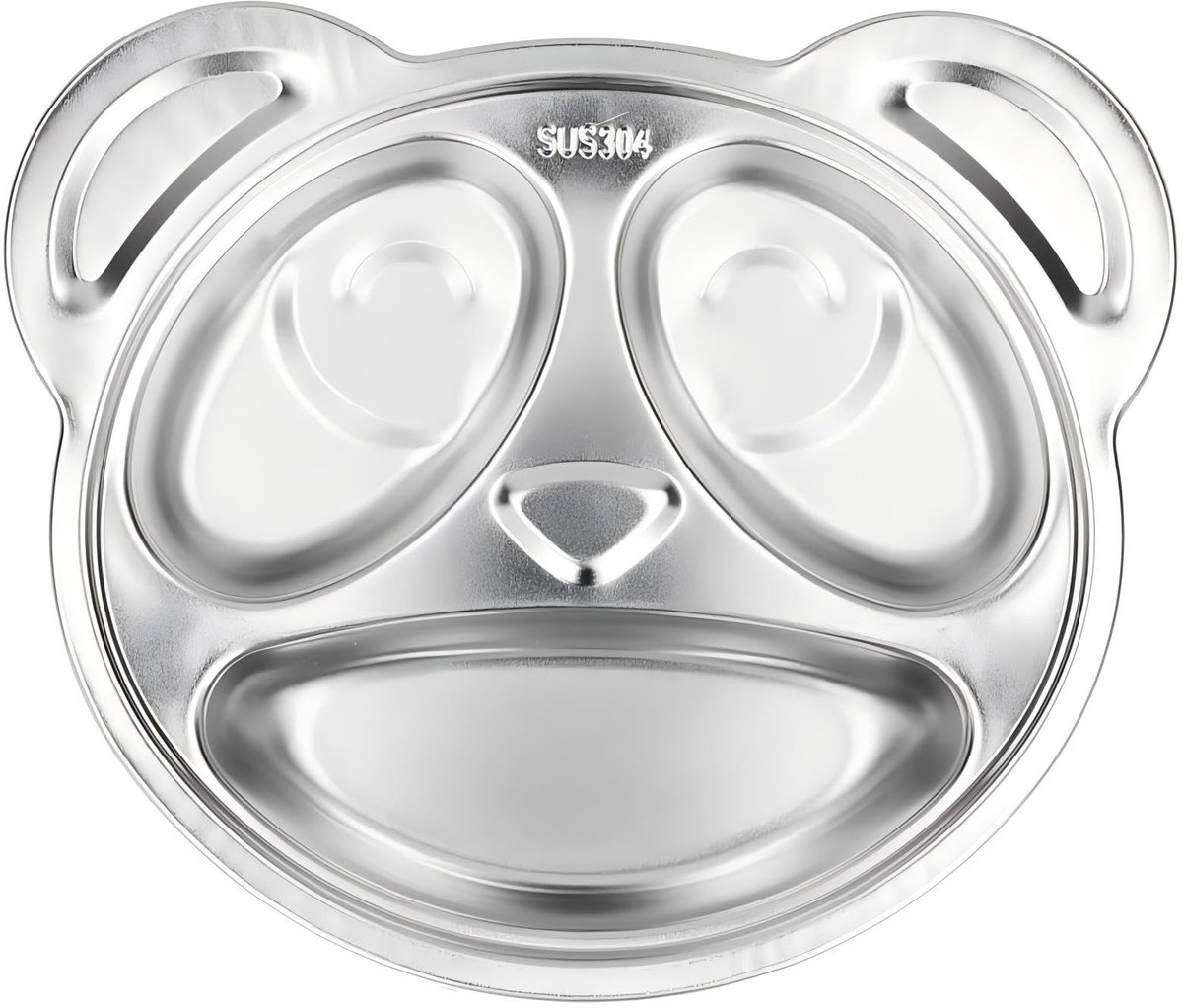 Ibenzoa® Schattig Panda-vormig Roestvrij Stalen Servies voor Kinderen - Gedeeld Bord voor Binnen en Buiten