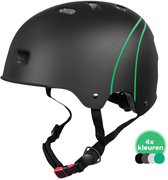 GOOFF® Skate Snorfiets Jethelm - Fietshelm voor Speed Pedelec - NTA 8776 Gecertificeerd - Snorscooter Helm voor Volwassenen - Goedgekeurd voor Blauw Kenteken en E Bike - Dames en Heren - M - Matzwart & Groen