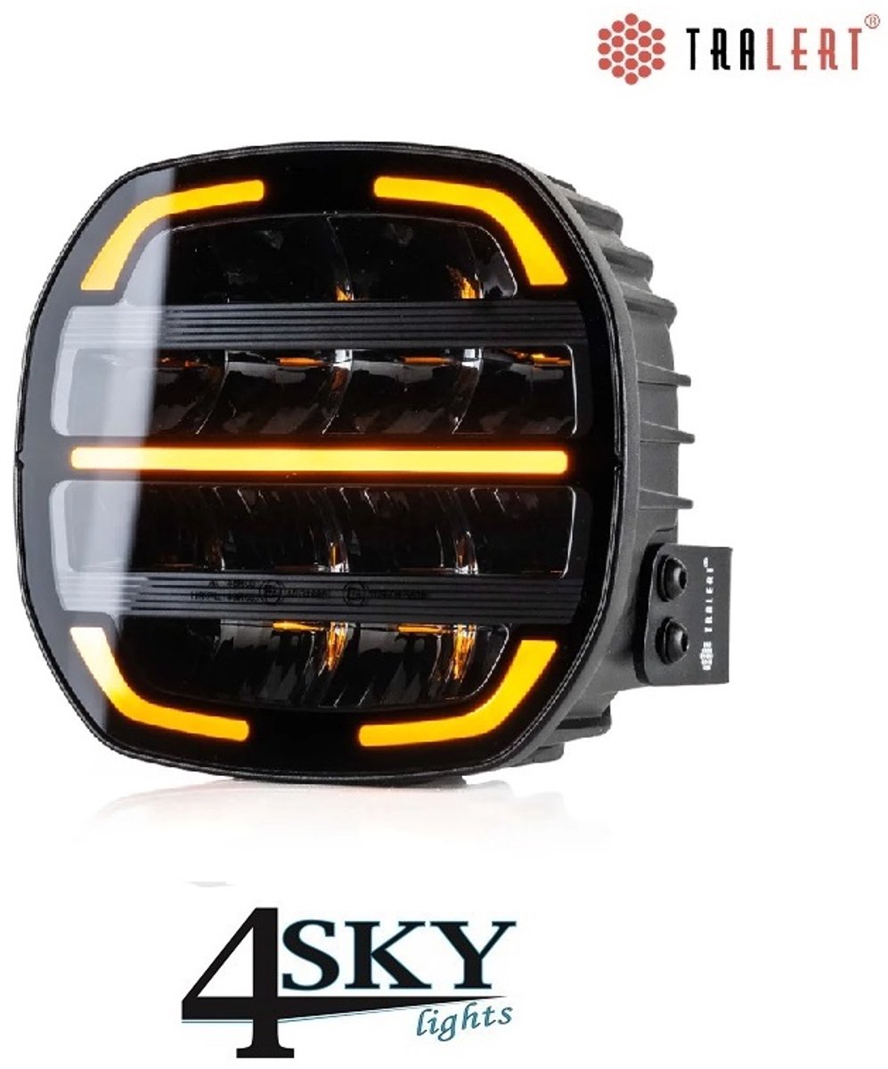 Tralert Phantom 7 inch black Led verstraler 140 watt 12.000 Lumen met positielicht amber/wit en DARK look lens
