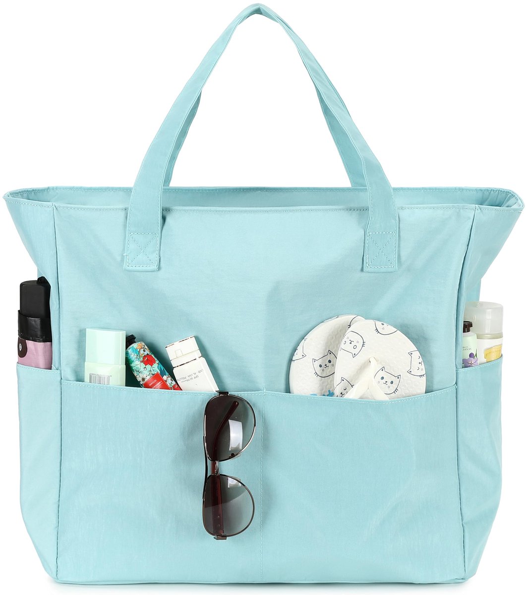 Ibenzoa® Grote waterdichte strandtas met ritssluiting voor dames, ideaal voor familie-uitjes