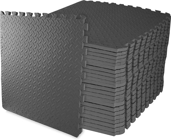 Sivan Health and Fitness Puzzel Oefening Mat Hoge Kwaliteit EVA Foam In elkaar grijpende Tegels (Grijs, 24 Vierkante Voeten