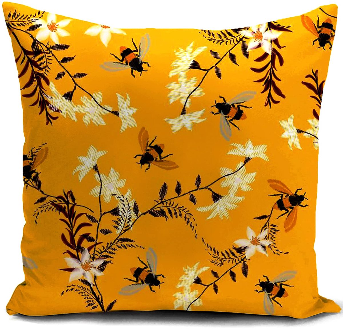 Ibenzoa Kussensloop 40x40cm Mosterdgeel - Decoratief Kussen voor Bank & Meubels bij