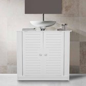 Compact Vrijstaande Badkamermeubel Met Twee Houten Deuren Voor Onder De Wastafel