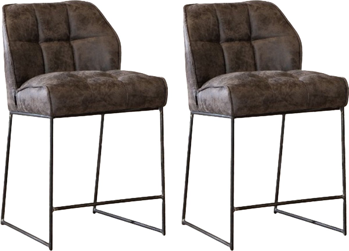 Bronx71® Industriële barkruk Abel antraciet 70 cm - barkrukken set van 2 - barstoel