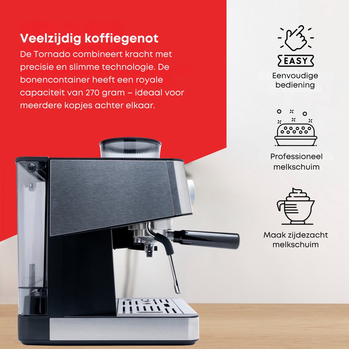 Tornado TCM-5431-GS - Pistonmachine - 20Bar - Home Barista - afbeelding 3