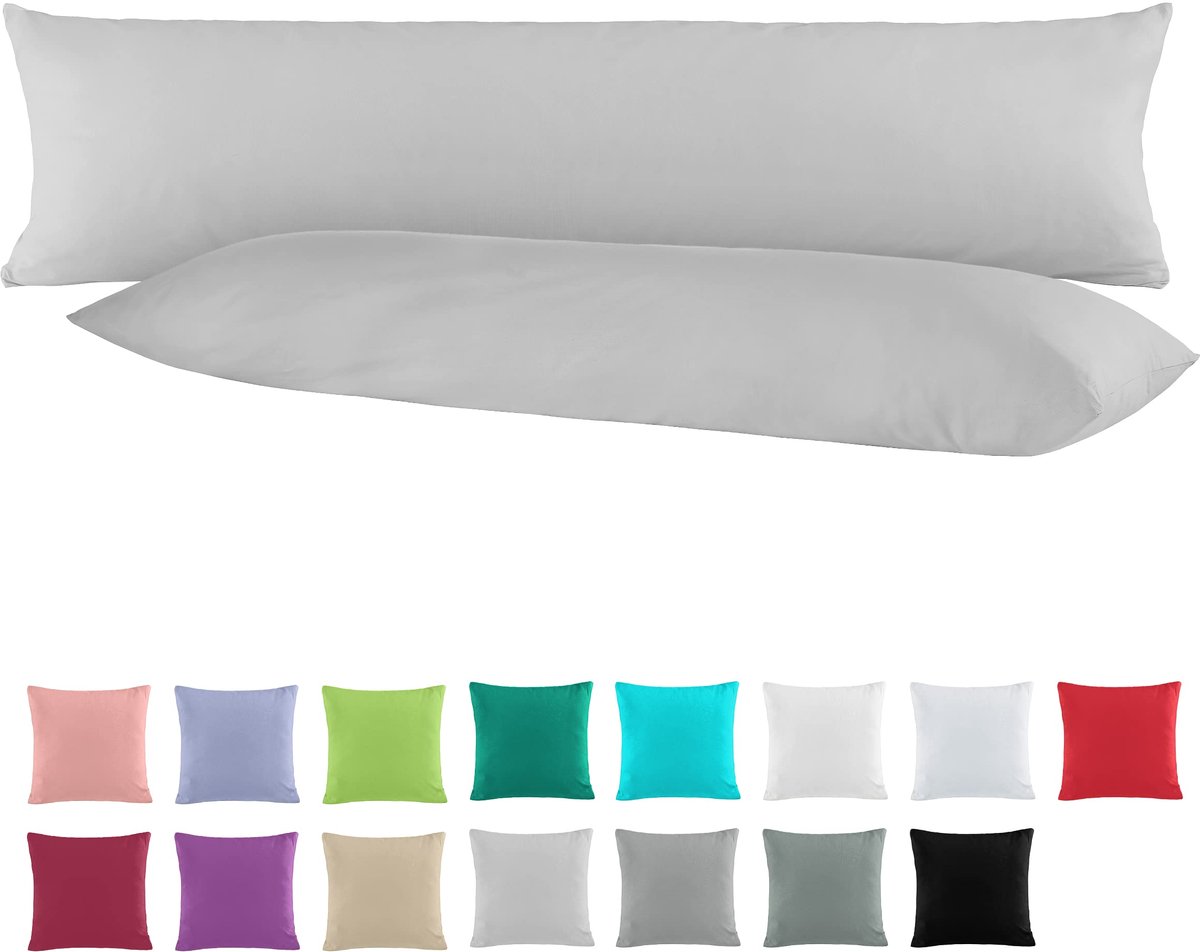 Ibenzoa Versterkte Katoenen Kussenslopen voor Zijslapers, 40 x 145 cm, Set van 2, Moderne Kleuren grijs