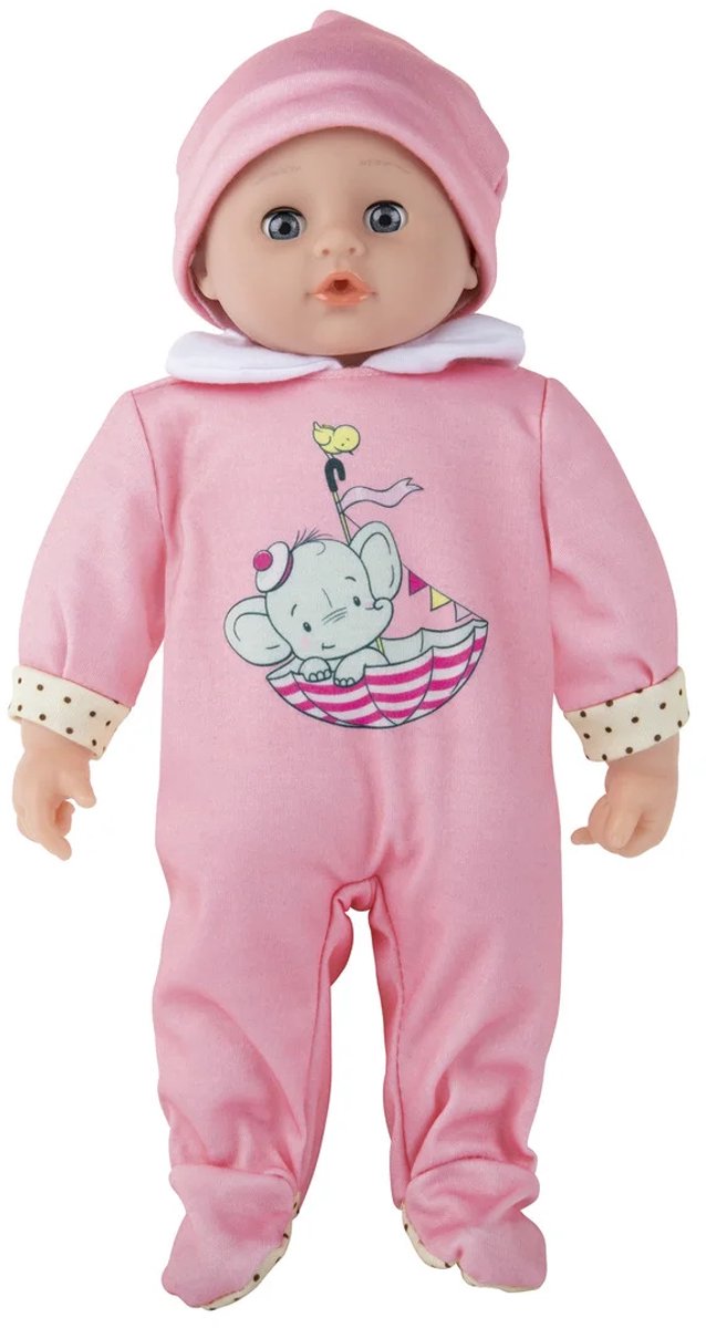 Baby pop 38cm –4 Delig, Met 24 Verschillende Babygeluiden – Nodigt Uit om te Spelen, Knuffelen en de Creativiteit te Stimuleren – Vanaf 3 Jaar.Afmetingen 38 x 27,5 x 10,5 cm