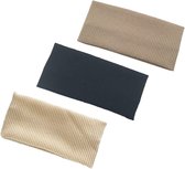 Allecto Plus - Hoofdbanden voor Dames en Heren - Zwart - Voor Sport en Make-up - Elastische Katoenen Hoofdbanden - Set van 3 stuks