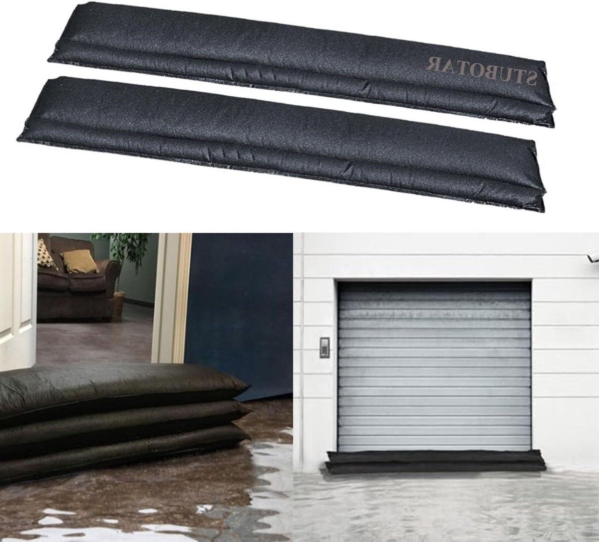 Lot De 2 Sacs Anti-inondation - Absorbants, Réutilisables 25x150cm, Pour Portes Garage/Maison