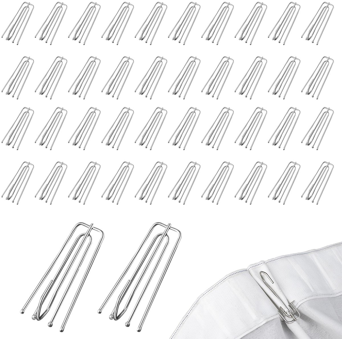 Ibenzoa® 70 Stuks Metalen Gordijnhaken voor Efficiënte Ophanging van Gordijnen en Ringen