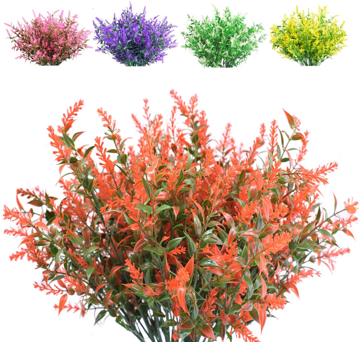 Ibenzoa Kleurrijke Kunstlavendel Bloemenbundels voor Binnen en Buiten Decoratie - Oranje