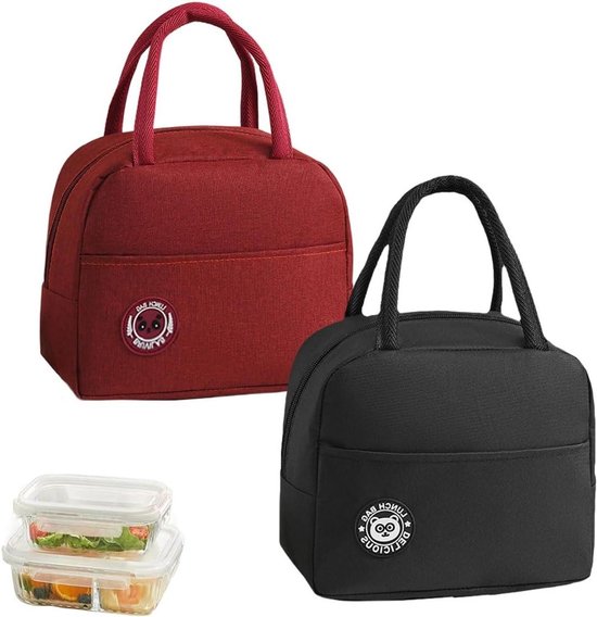 Qichan 2-pack Kleine Koeltas 7L, Geïsoleerde Lunchtas Met Folievoering Zwarte En Grijze Thermische Lunchboxtas Draagbare Kleine Opvouwbare Koeltas Voor Picknick School