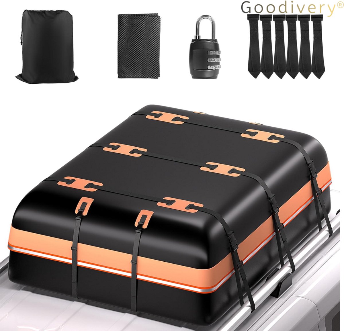 Goodivery ® Waterdichte Opvouwbare Dakbox voor Auto's - Oranje 36.29 x 33 x 19.9 cm