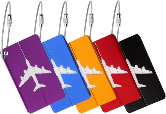Bagagelabels voor koffers, 6-pack bagagelabels