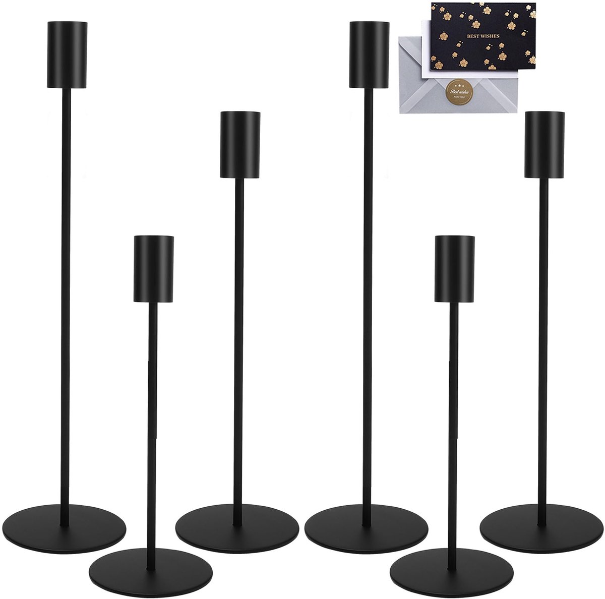Ibenzoa Klassieke Zwarte Kandelaar Set voor Feestelijke Tafeldecoraties en Woondecoraties
