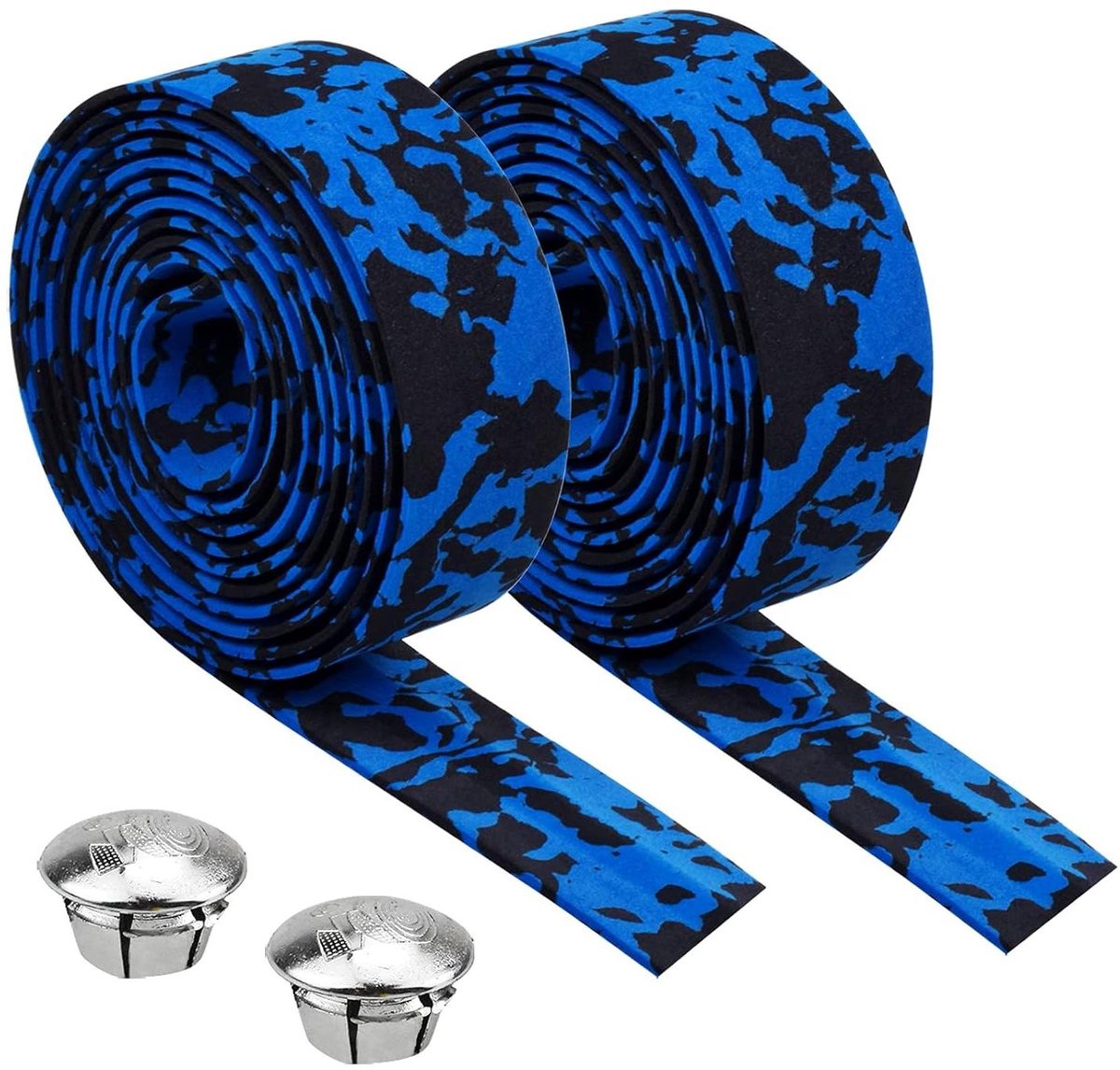 2 meter fietsstuurband niet-slip scheurbestendig schokabsorberend handvatband zelfklevend ademend zacht wegfietsstuurband PU fietsen mountainbike (blauw-zwart)