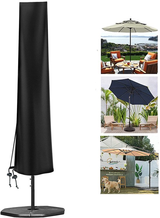 Parasolhoes - Waterdicht Afdekhoes - Parapluhoes - Hoes Voor Hangparasol - 190*50*30cm - Parasolhoes waterdicht - Inclusief Opberghoes - Zwart - Oxfordstof