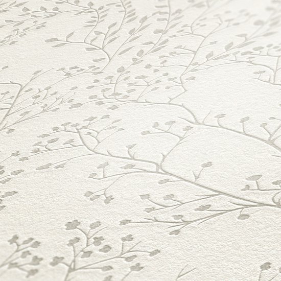 AS Creation Trendwall 2 - FILIGRAPHE BRANCHES ET FEUILLES PAPIER PEINT - fleurs rurales - blanc - 1005 x 53 cm