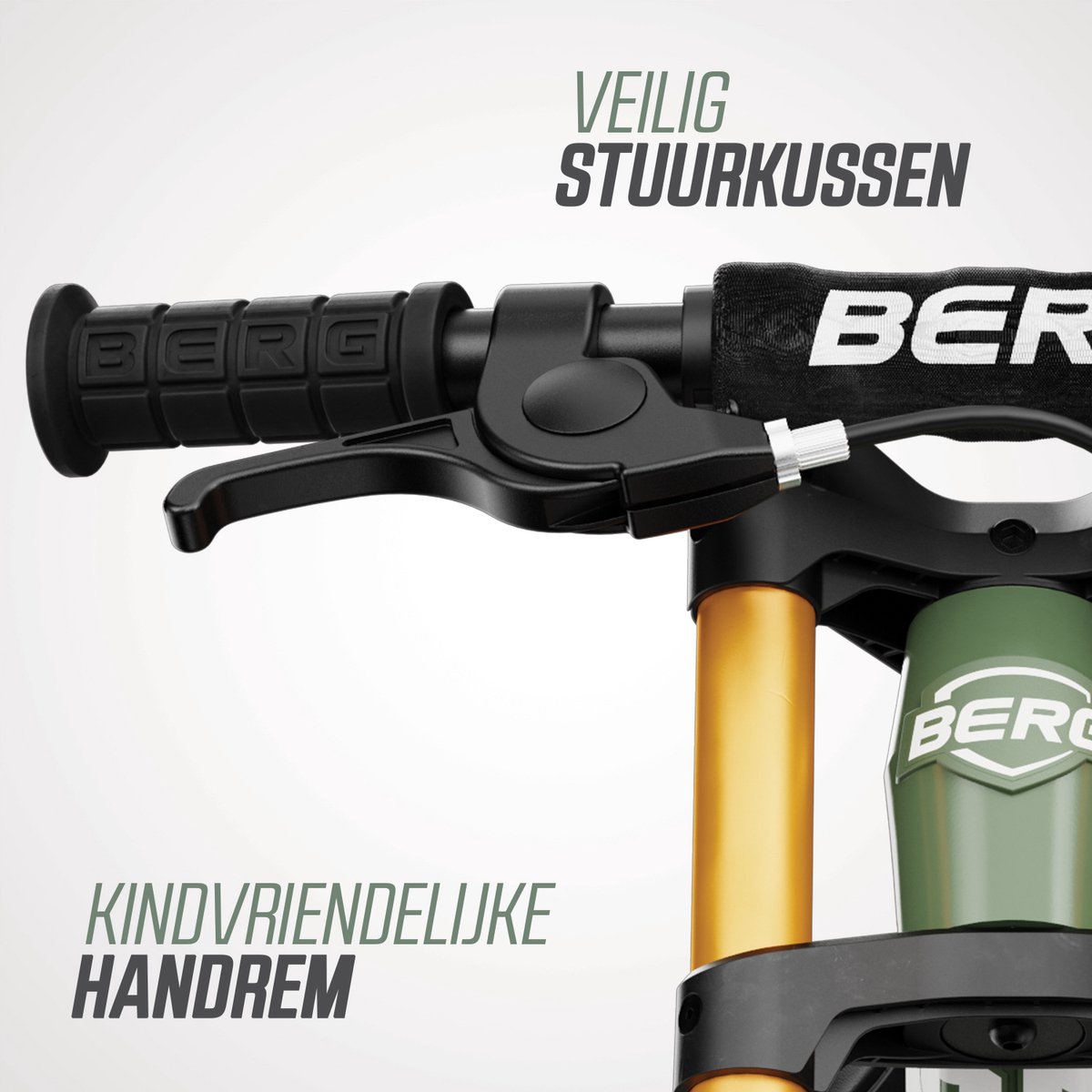 BERG Biky Cross Green Loopfiets - 12 inch - Met handrem - Lichtgewicht frame van magnesium - Verstelbaar zadel - 2,5+ Jaar - Groen — afbeelding 2