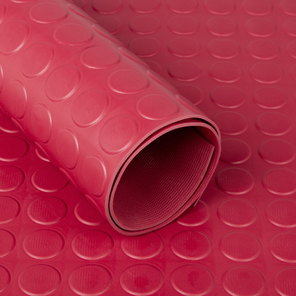 Rubbermagazijn Noppenloper - Rood - Dikte 3mm - 120cm breed - Lengte 10 meter