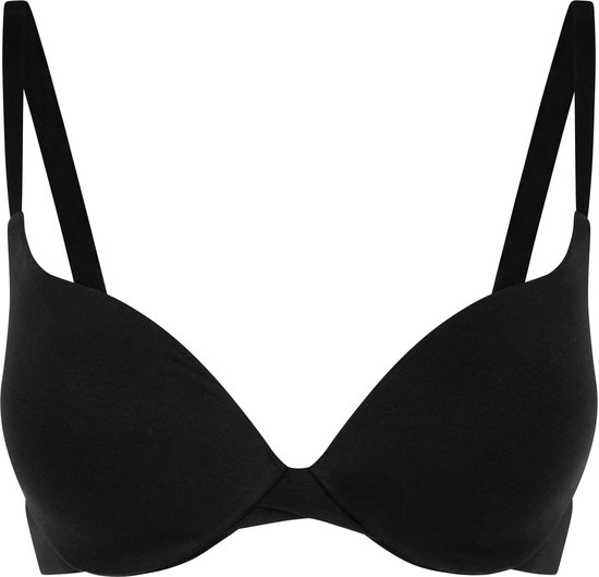 Hunkemöller Dames Lingerie Katoenen voorgevormde push-up beugel bh - Zwart - maat C80