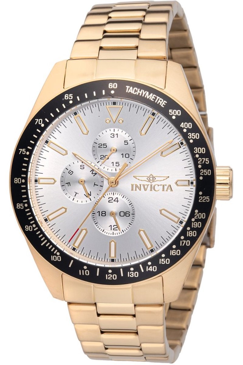 Invicta Aviator 48860 Heren Horloge - Waterdicht - Analoog - Quartz Uurwerk - Roestvrij Staal met zilveren Wijzerplaat - 45mm