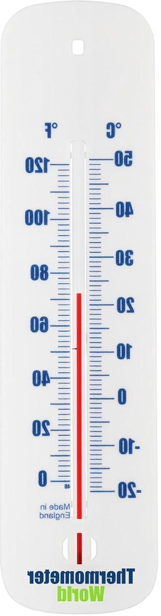 Nauwkeurige kamerthermometer binnen en buiten om kamertemperatuur in de tuin of kas te meten eenvoudig op te hangen en af te lezen (blauw)