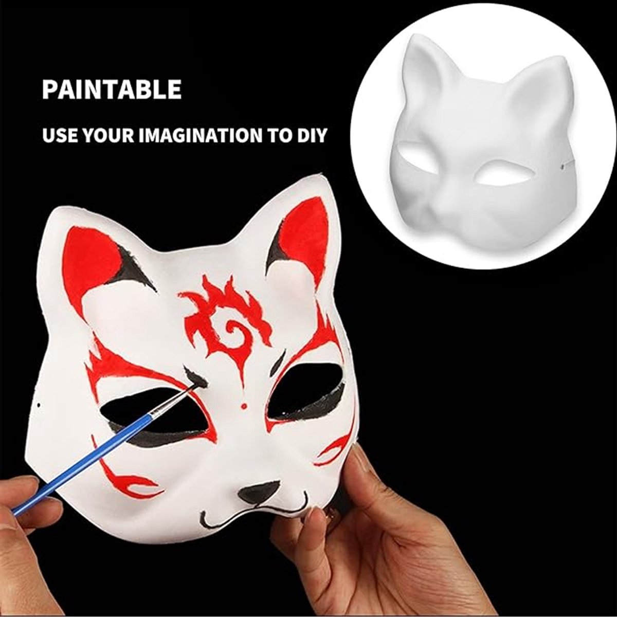 6 stuks kattenmaskers, therian masker met 5 kunstbont en 12 oogmesh