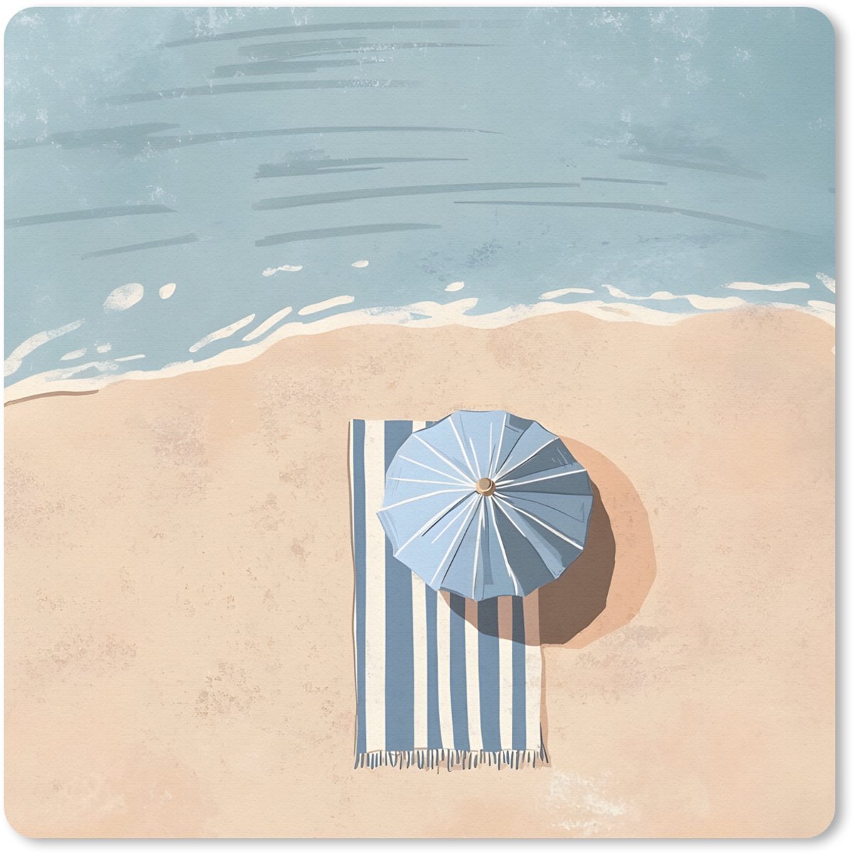 Muismat 30x30 cm - Mousepad Strandlaken - Strepen - Parasol - Strand - Muismatten
