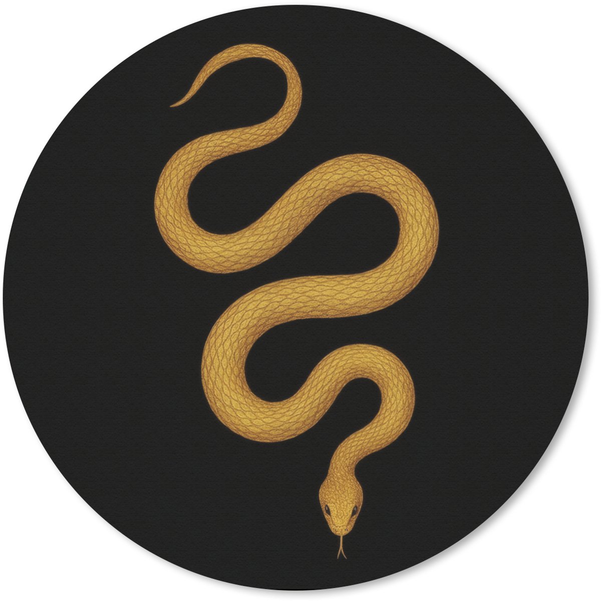 Muismat rond 20x20 cm - Mousepad Slang - Minimalistisch - Goud - Ronde muismatten