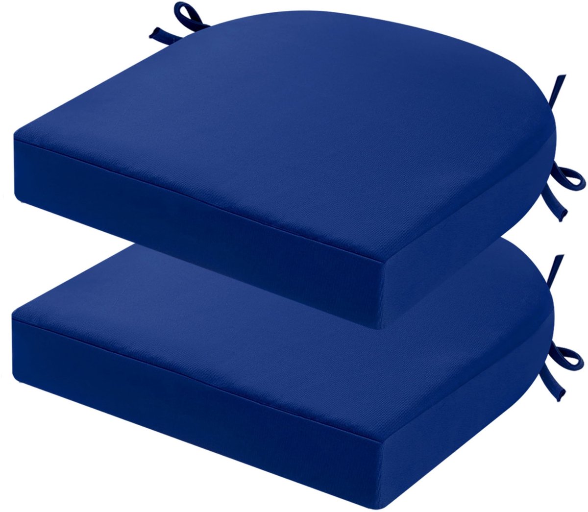 Ibenzoa® Comfortabele Waterdichte Stoelkussens voor Binnen en Buiten, 2-delige Set met Bandjes, Blauw, 50 x 50 cm