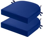 Ibenzoa® Comfortabele Waterdichte Stoelkussens voor Binnen en Buiten, 2-delige Set met Bandjes, Blauw, 50 x 50 cm