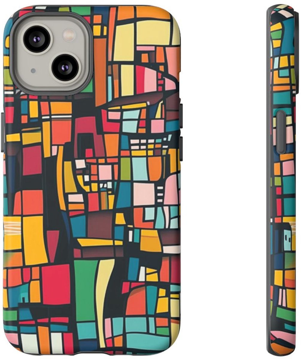 Kleurrijk Abstract Geometrisch Mozaïek – Telefoonhoesje Geschikt voor iPhone 14