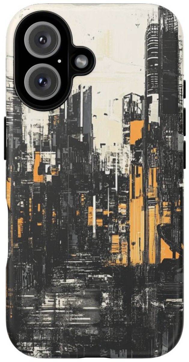 Abstracte Stedelijke Lijntekening – Telefoonhoesje Geschikt voor iPhone 16