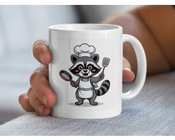 Raccoon Chef Mok, Cute Animal Mug, Cartoon Raccoon Gift, Animal Lover Mok, Kitchen Decor, Funny Mok, Chef Gift, Cooking Raccoon