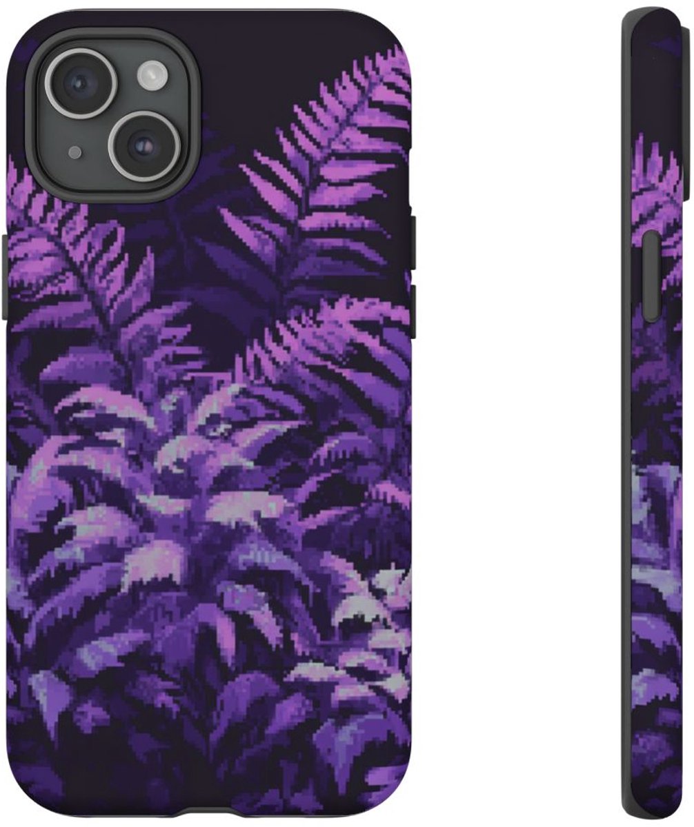 Pixel Art Paarse Varens – Telefoonhoesje Geschikt voor iPhone 15 Plus